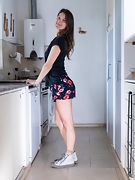 Azul strips naked in her kitchen - picture #1