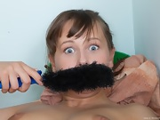 Hairy Vera is dirty with her cleaning tools - picture #12