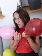 Karina Fox enjoys fun with her balloons today - picture #9