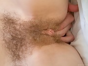 Hairy babe Krista bends over showing perfect mound - picture #3