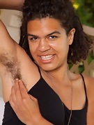 Hairy Yonique showing off in a pretty black dress - picture #25