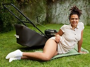 With the lawnmower, hairy bodied Yonique has fun - picture #5