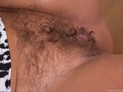 Hairy Russian Lariona enjoys cleaning and cuming - picture #8