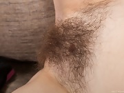 Hairy girl Olga tousles her soft curly hair - picture #23